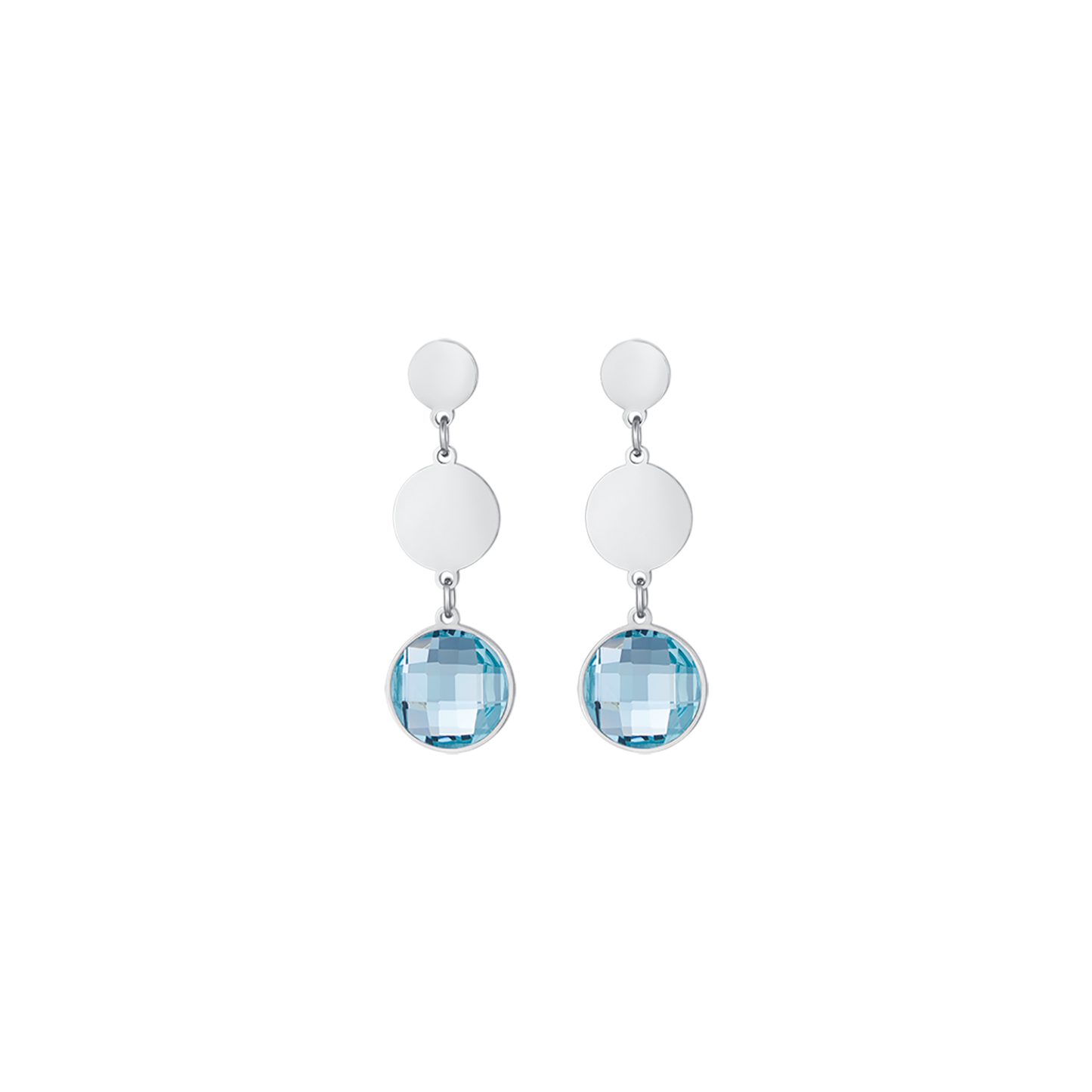PENDIENTES DE ACERO CON PIEDRAS DE AGUAMARINA