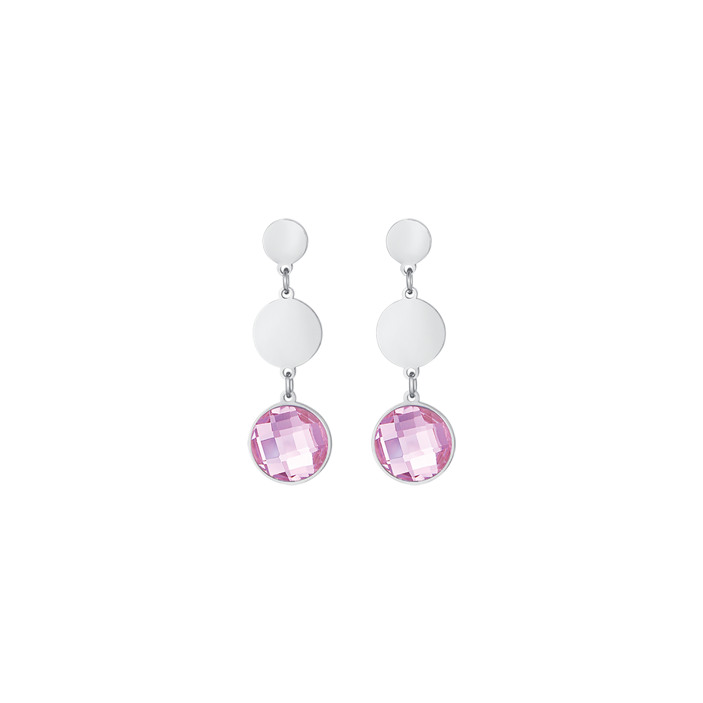 PENDIENTES DE ACERO CON PIEDRAS ROSAS