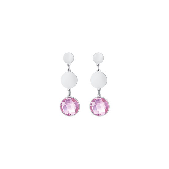 PENDIENTES DE ACERO CON PIEDRAS ROSAS