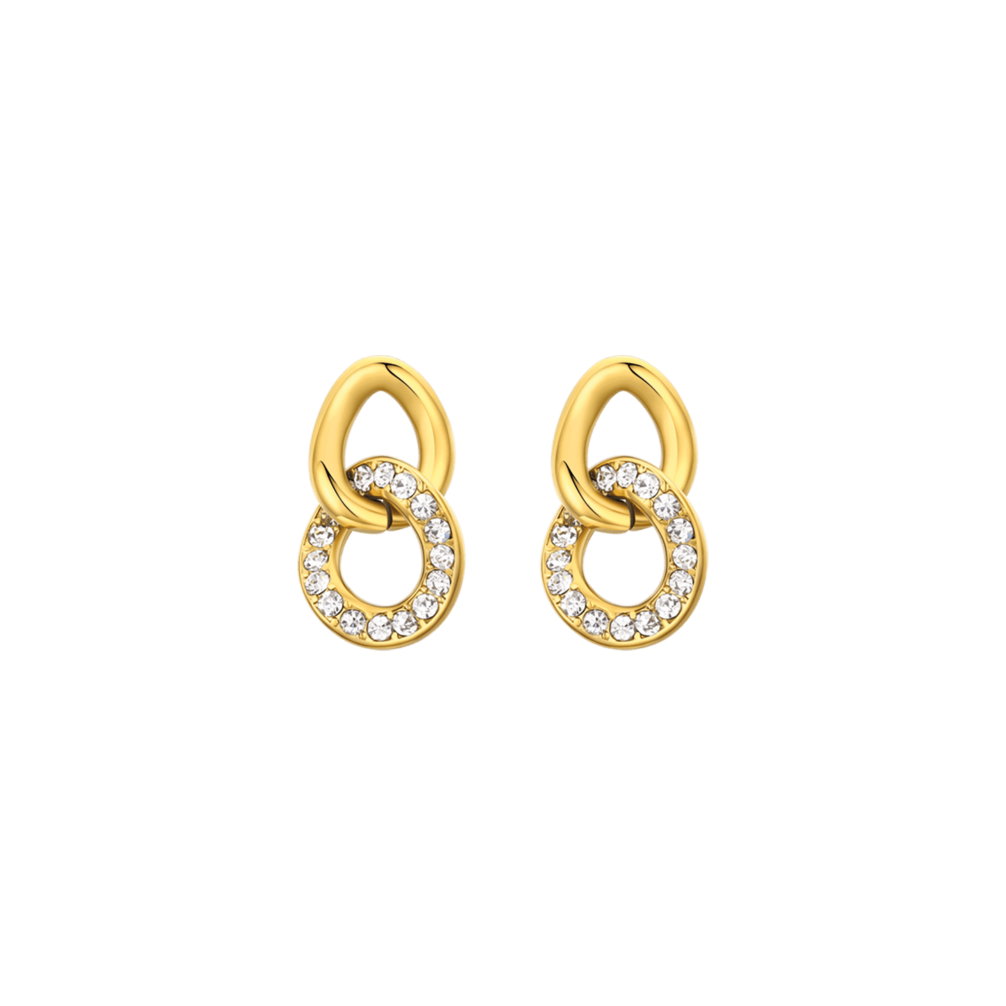 PENDIENTES DE MUJER IP DE ACERO DORADO CON CRISTALES