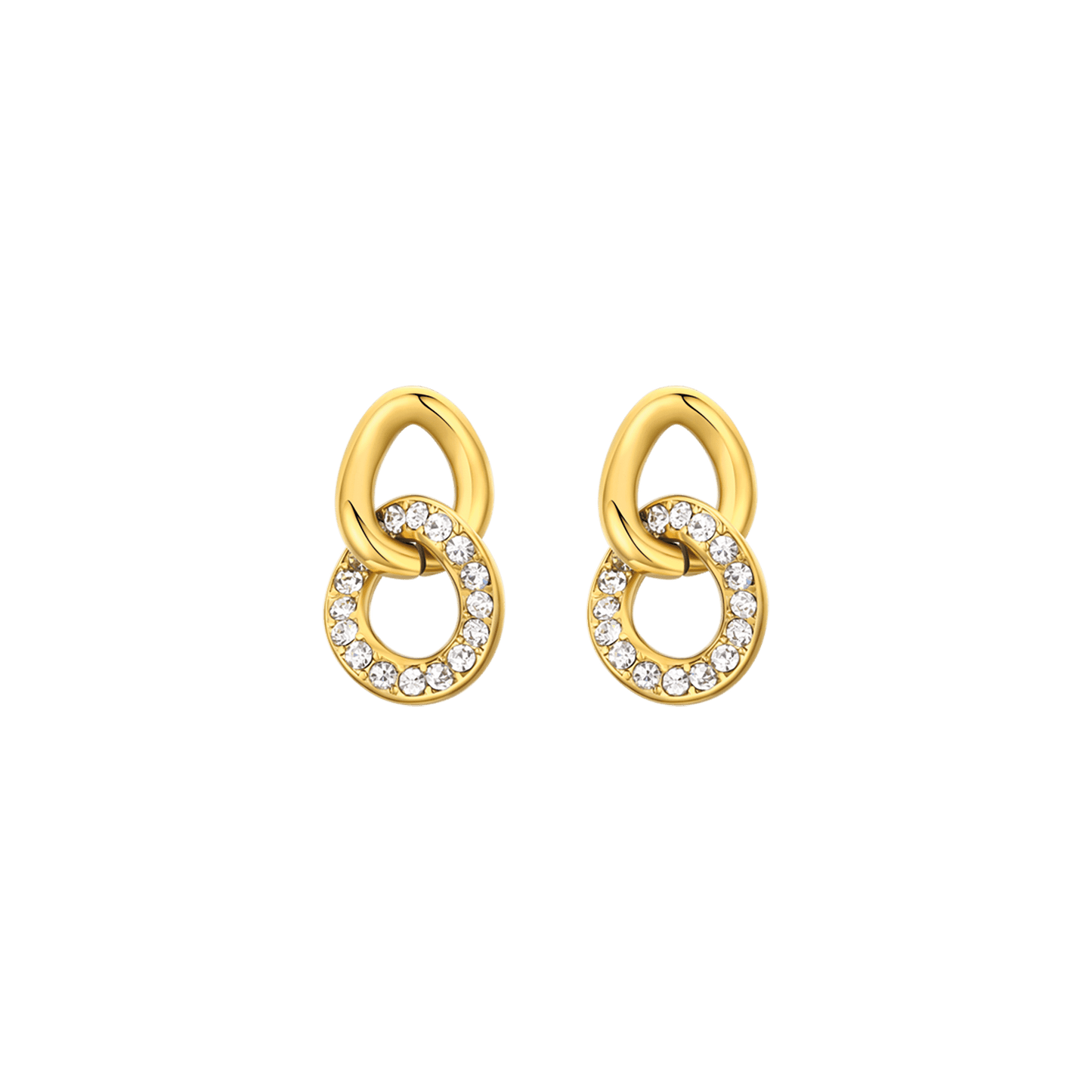 PENDIENTES DE MUJER IP DE ACERO DORADO CON CRISTALES