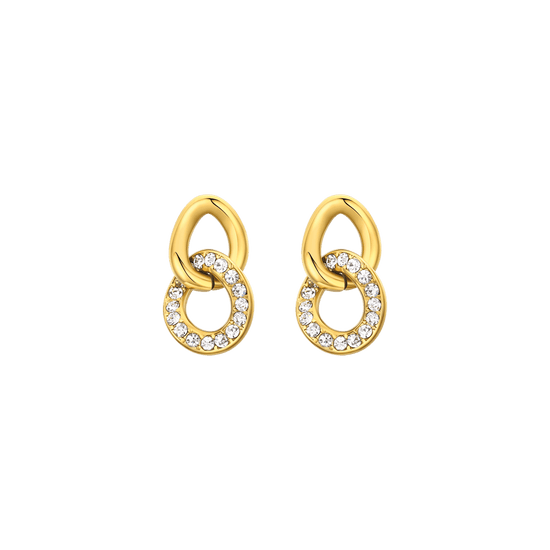 PENDIENTES DE MUJER IP DE ACERO DORADO CON CRISTALES