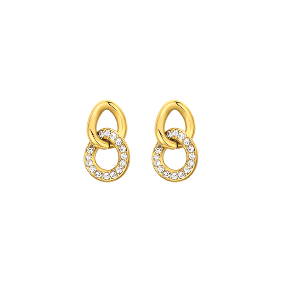 PENDIENTES DE MUJER IP DE ACERO DORADO CON CRISTALES