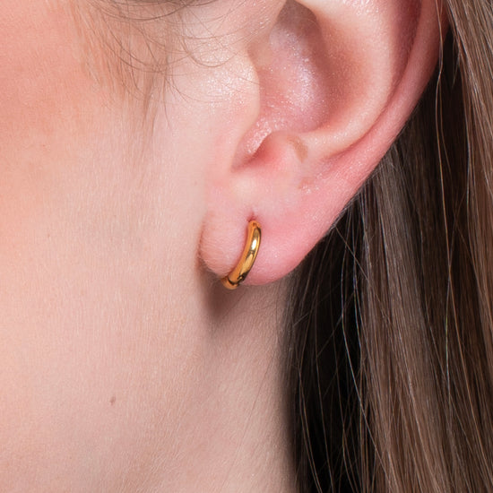 PENDIENTES DE ARO DE ACERO DORADO DE 12 MM PARA MUJER