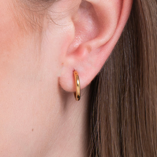 PENDIENTES DE ARO DE ACERO DORADO DE 14 MM PARA MUJER