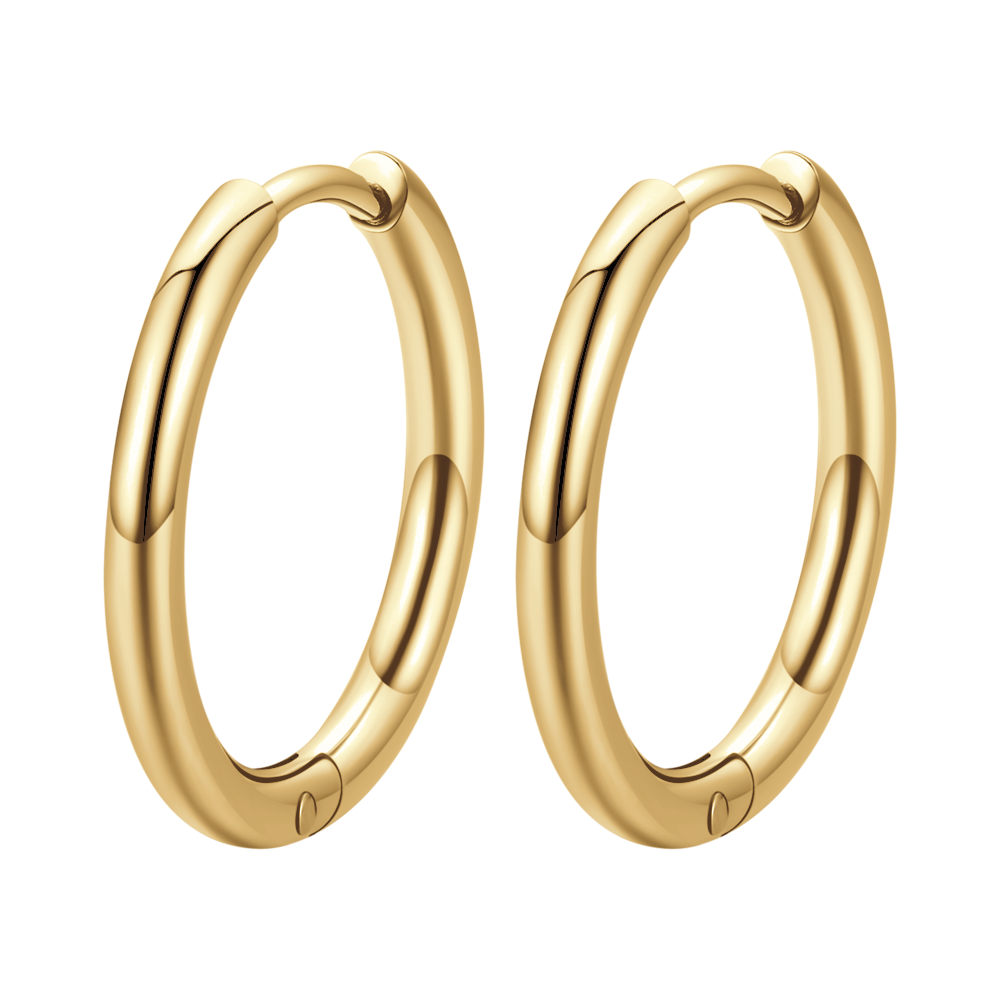 PENDIENTES DE ARO DE ACERO DORADO DE 19 MM PARA MUJER