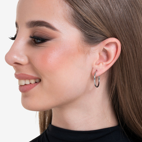 PENDIENTES DE ARO DE ACERO DE 24 MM PARA MUJER