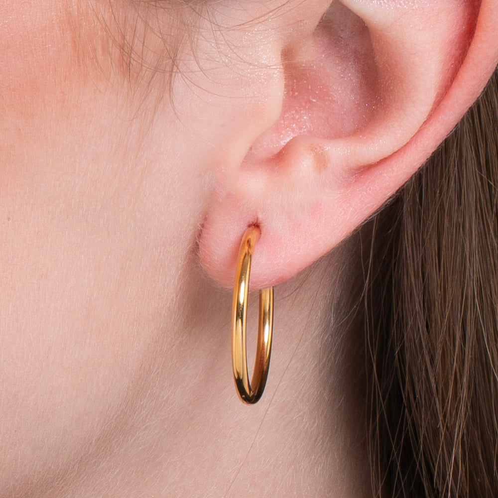 PENDIENTES DE ARO DE ACERO DE 24 MM PARA MUJER