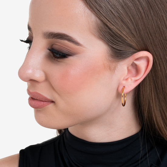 PENDIENTES DE ARO DE ACERO DE 24 MM PARA MUJER