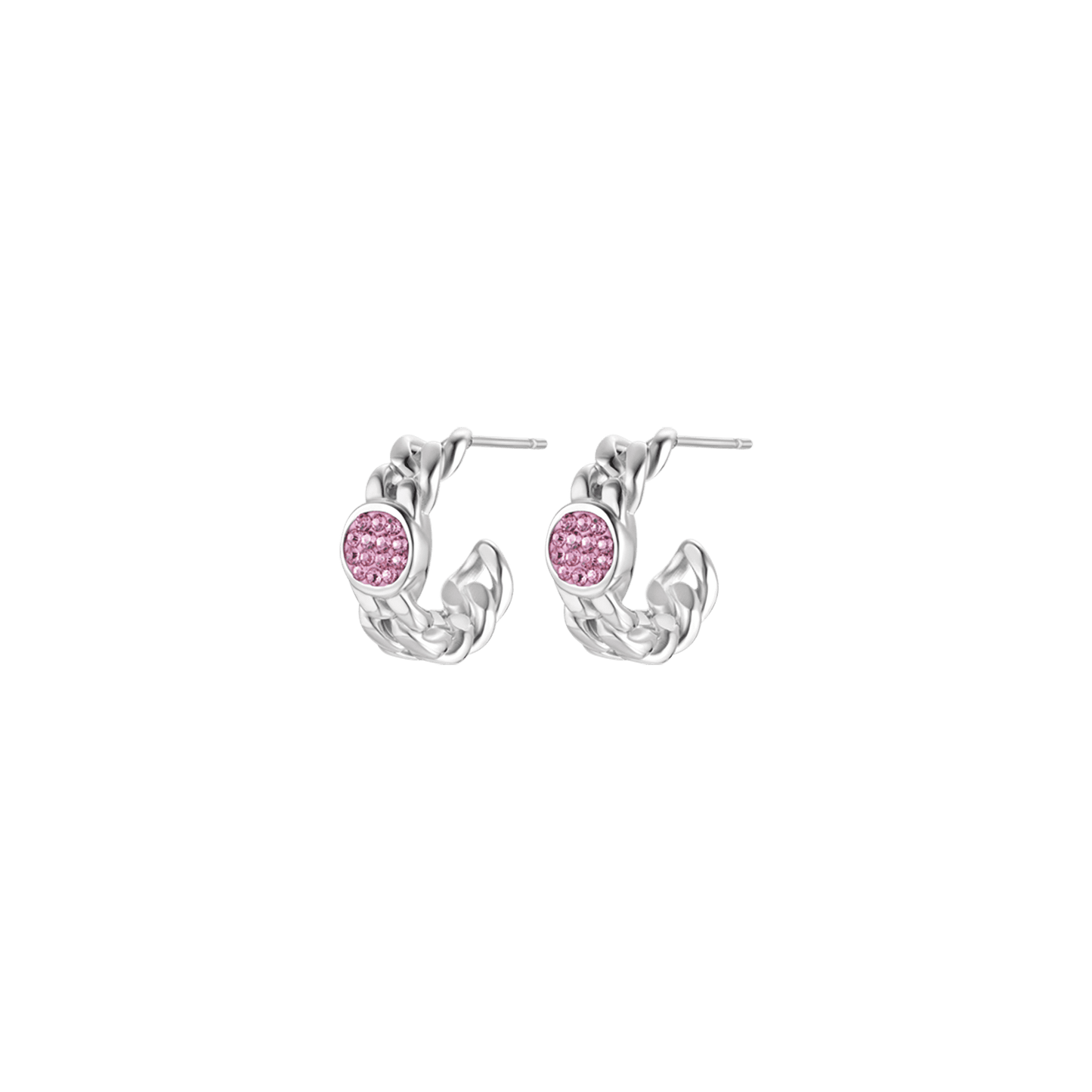 PENDIENTES DE ACERO PARA MUJER CON CRISTALES ROSAS