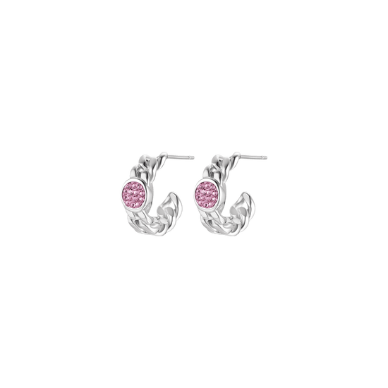 PENDIENTES DE ACERO PARA MUJER CON CRISTALES ROSAS