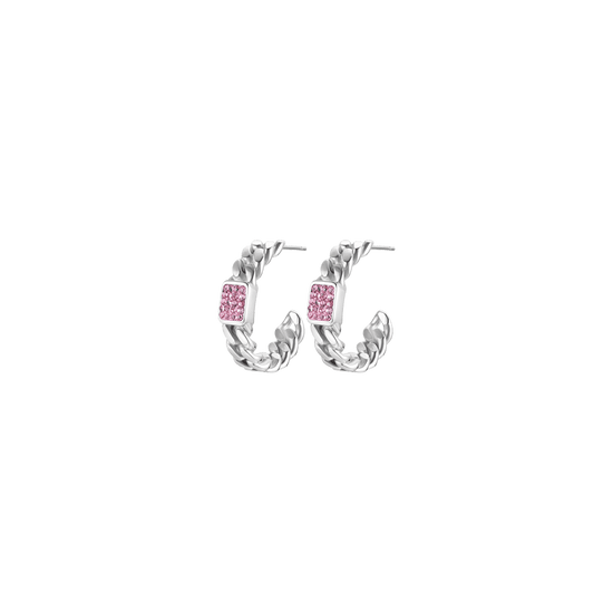 PENDIENTES DE ACERO PARA MUJER CON CRISTALES FUCSIA