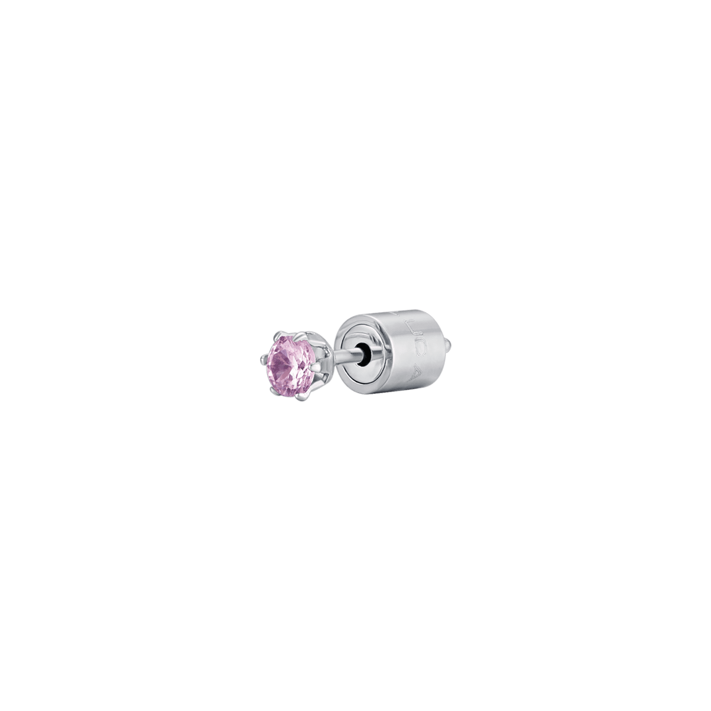 PENDIENTE MONO POINT LIGHT DE ACERO CON CRISTAL ROSA