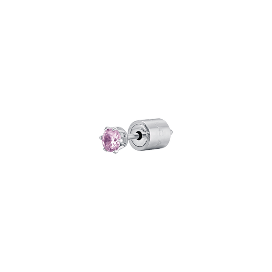 PENDIENTE MONO POINT LIGHT DE ACERO CON CRISTAL ROSA