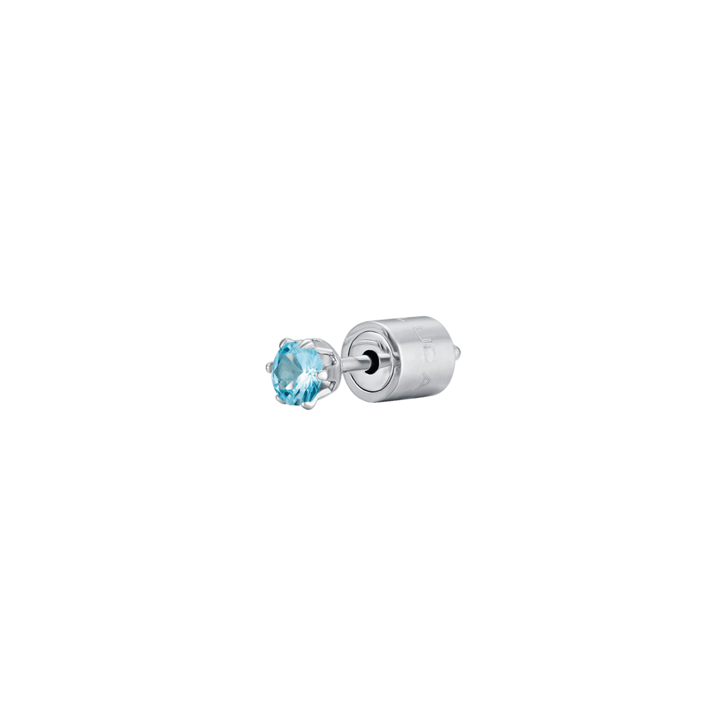 PENDIENTE DE ACERO DE UN PUNTO DE LUZ CON CRISTAL AZUL DE 3 MM