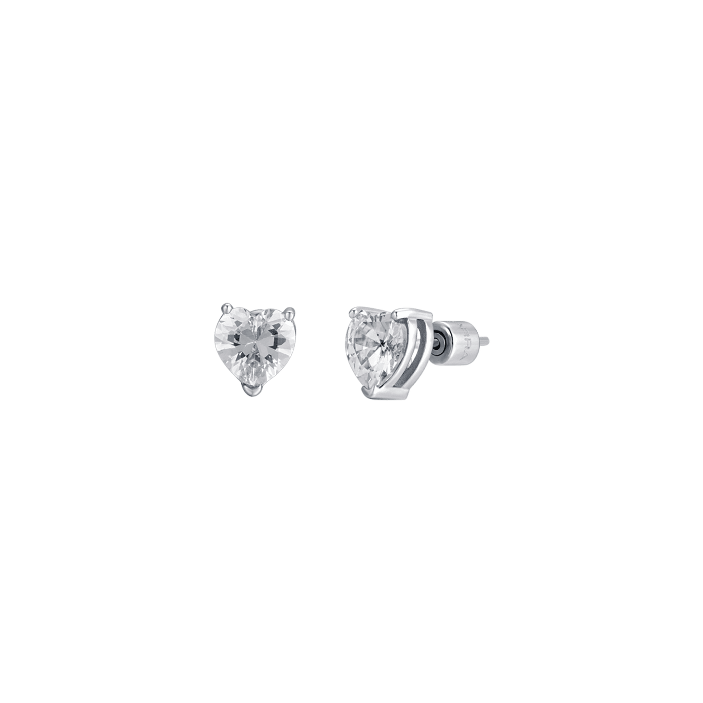 PENDIENTES DE ACERO PARA MUJER CON CRISTALES BLANCOS EN FORMA DE CORAZÓN