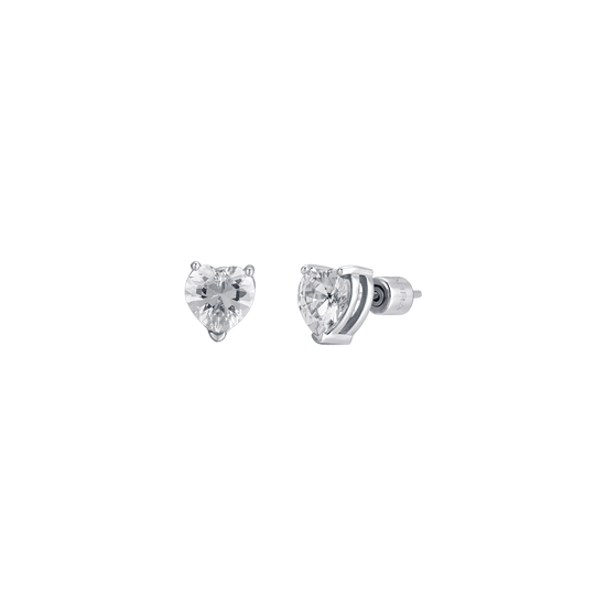 PENDIENTES DE ACERO PARA MUJER CON CRISTALES BLANCOS EN FORMA DE CORAZÓN