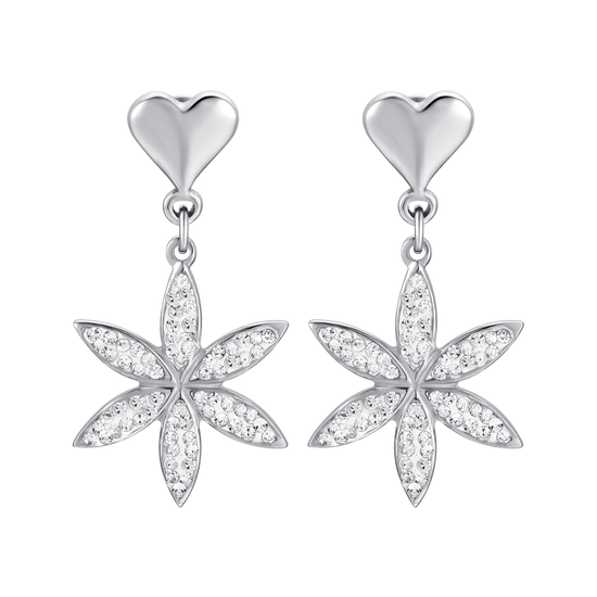 PENDIENTES DE ACERO FLOR DE LA VIDA PARA MUJER CON CRISTALES BLANCOS