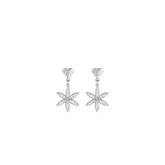 PENDIENTES DE ACERO FLOR DE LA VIDA PARA MUJER CON CRISTALES BLANCOS