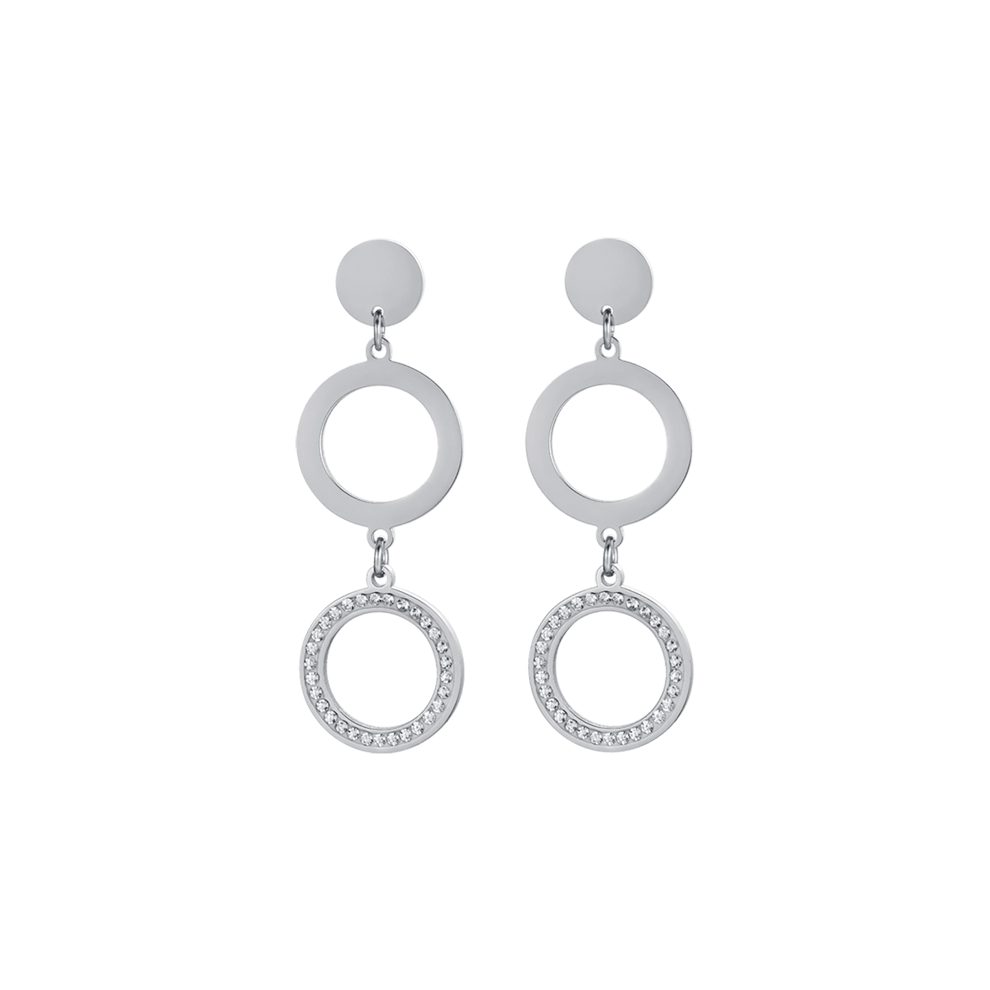 PENDIENTES DE MUJER IP DE ACERO DORADO CON COLGANTE DE CRISTALES BLANCOS