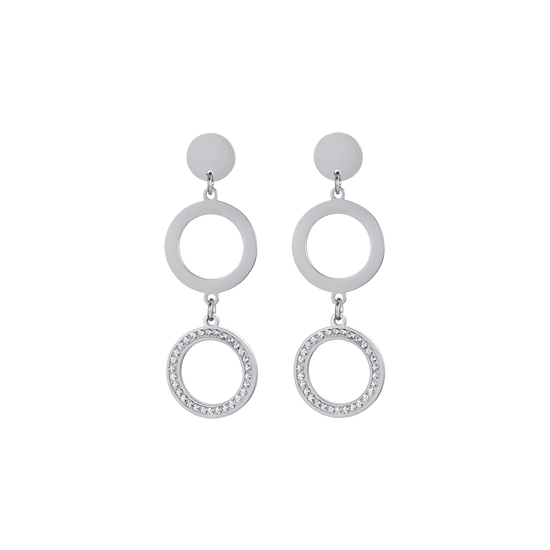 PENDIENTES DE MUJER IP DE ACERO DORADO CON COLGANTE DE CRISTALES BLANCOS
