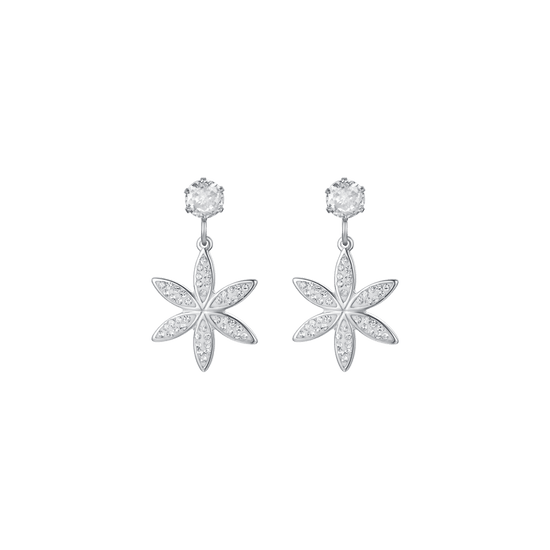 PENDIENTES DE ACERO FLOR DE LA VIDA PARA MUJER CON CRISTALES BLANCOS
