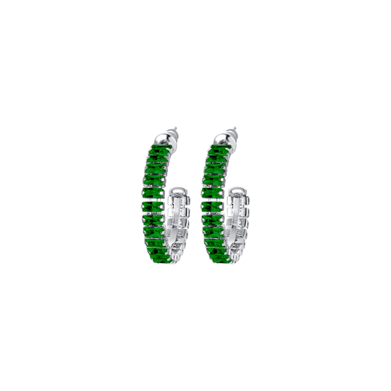 PENDIENTES DE ACERO PARA MUJER CON CRISTALES VERDES
