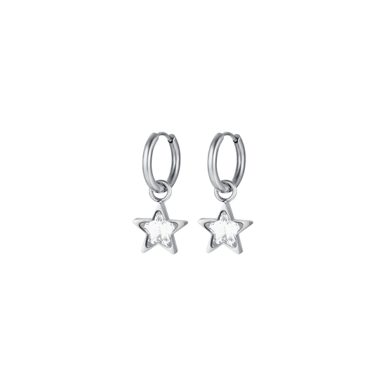PENDIENTES DE ACERO PARA MUJER CON ESTRELLA BLANCA PUNTOS DE LUZ