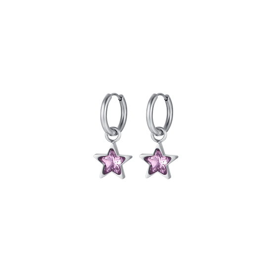 PENDIENTES DE ACERO PARA MUJER CON ESTRELLA ROSA PUNTOS DE LUZ