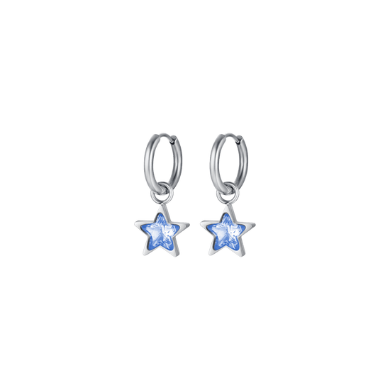 PENDIENTES DE ACERO PARA MUJER CON ESTRELLA AZUL PUNTOS DE LUZ