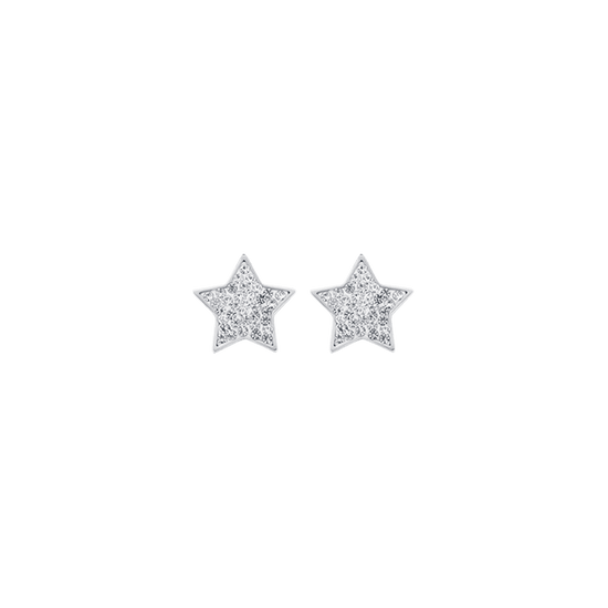 PENDIENTES DE ESTRELLA DE ACERO PARA MUJER CON CRISTALES BLANCOS