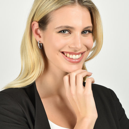 PENDIENTES DE ACERO PARA MUJER CON CRISTALES BLANCOS