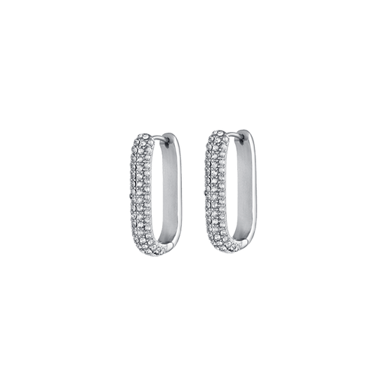 PENDIENTES DE ACERO PARA MUJER CON CRISTALES BLANCOS