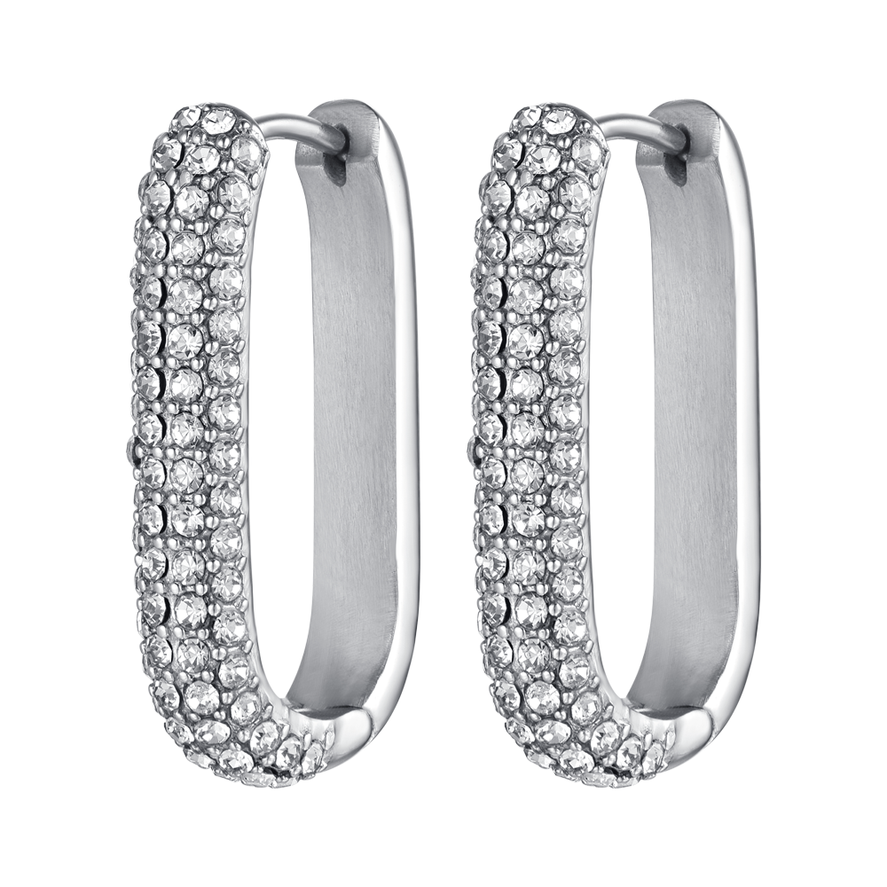 PENDIENTES DE ACERO PARA MUJER CON CRISTALES BLANCOS