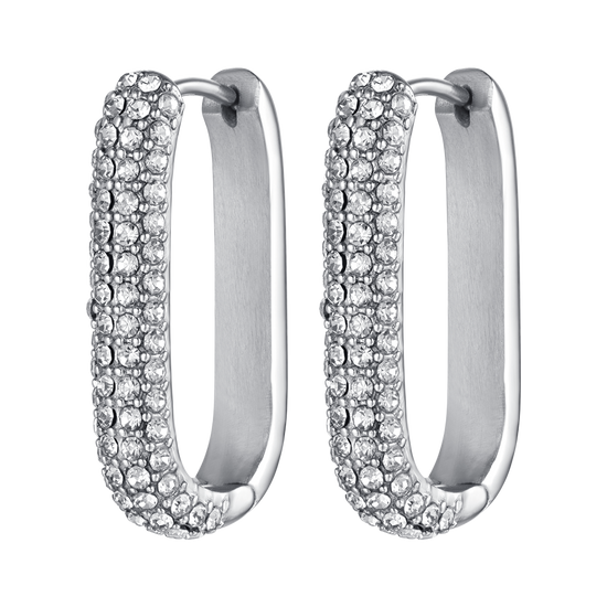 PENDIENTES DE ACERO PARA MUJER CON CRISTALES BLANCOS