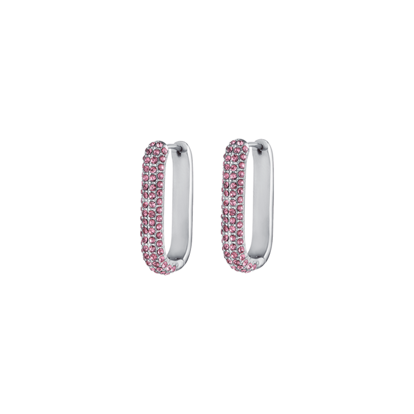 PENDIENTES DE ACERO PARA MUJER CON CRISTALES ROSAS