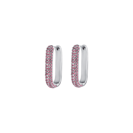 PENDIENTES DE ACERO PARA MUJER CON CRISTALES ROSAS