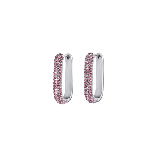 PENDIENTES DE ACERO PARA MUJER CON CRISTALES ROSAS