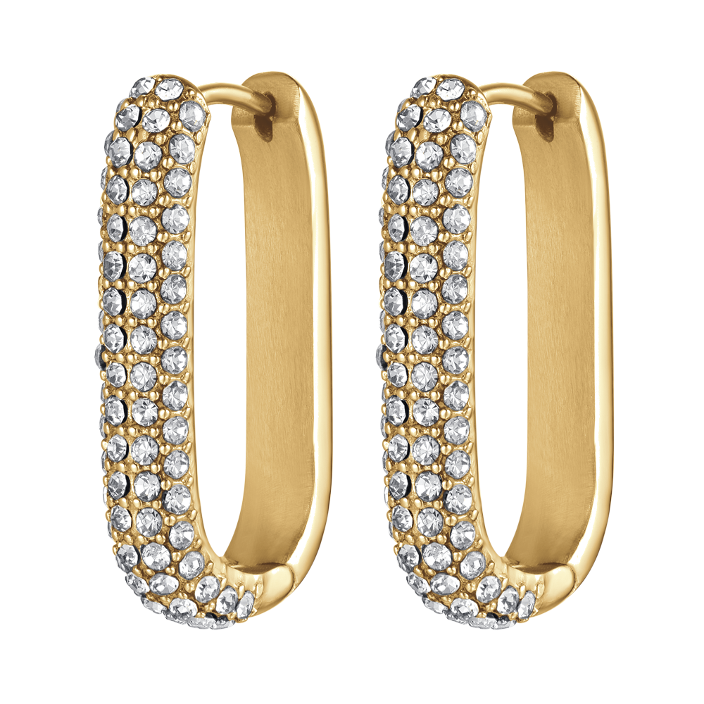 PENDIENTES DE ACERO IP DE MUJER CON CRISTALES BLANCOS