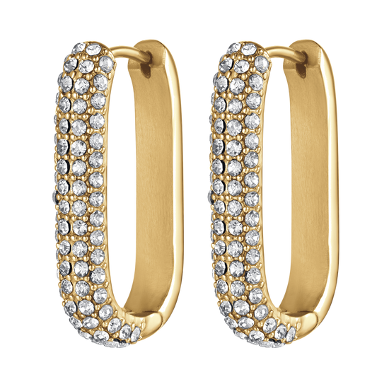 PENDIENTES DE ACERO IP DE MUJER CON CRISTALES BLANCOS