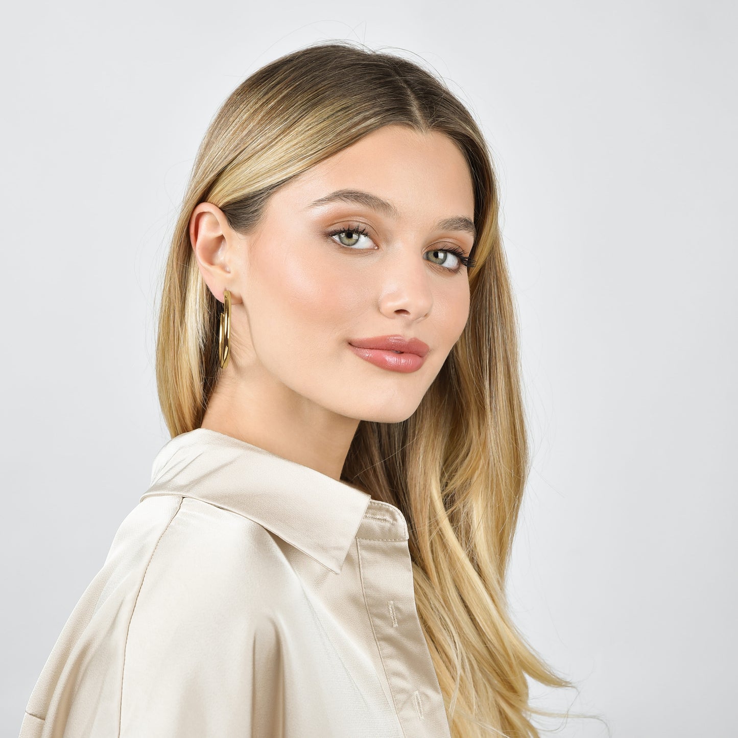 PENDIENTES DE ARO DE ACERO IP ORO PARA MUJER