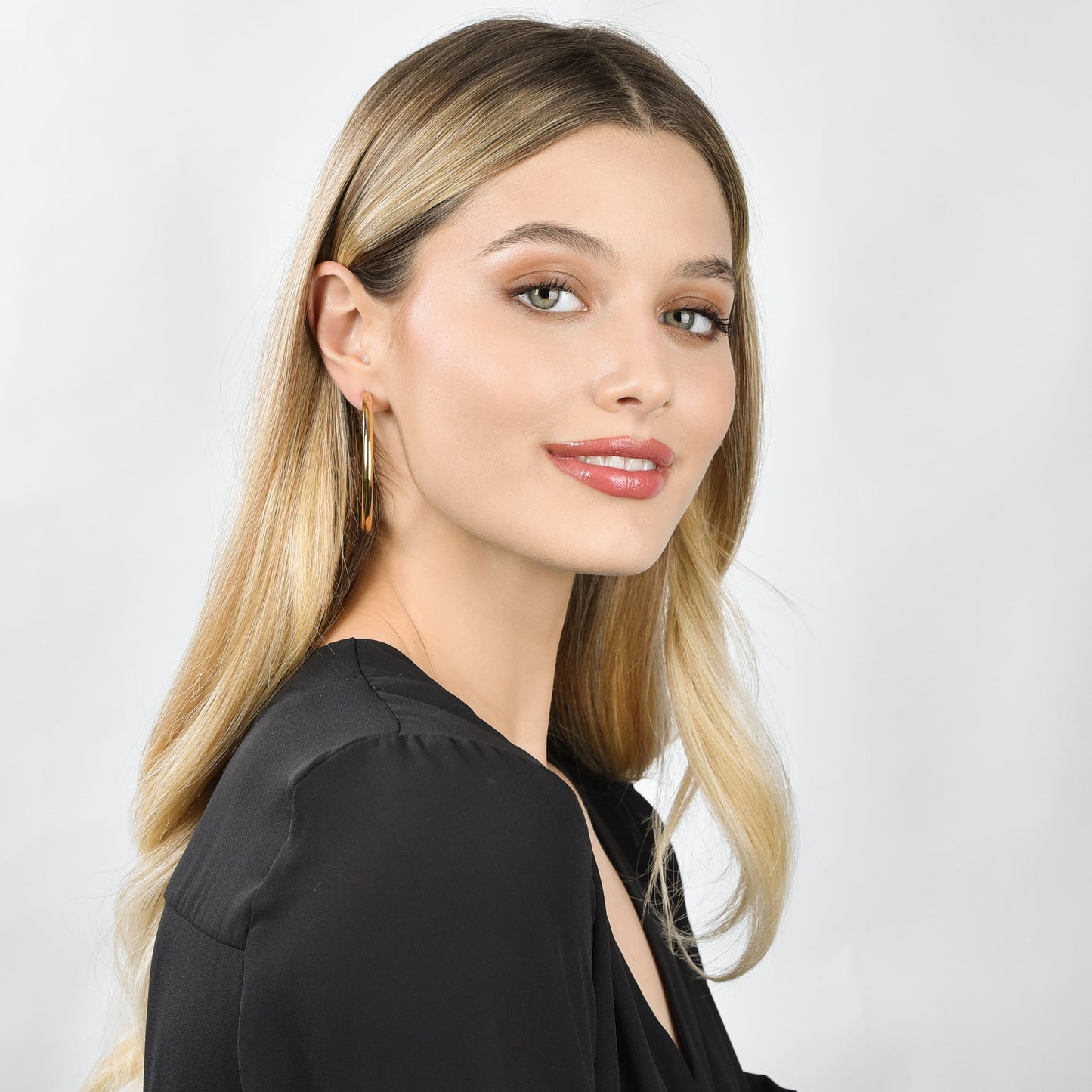 PENDIENTES DE ARO DE ACERO IP ORO PARA MUJER