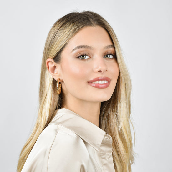 PENDIENTES DE ARO DE ACERO IP ORO PARA MUJER