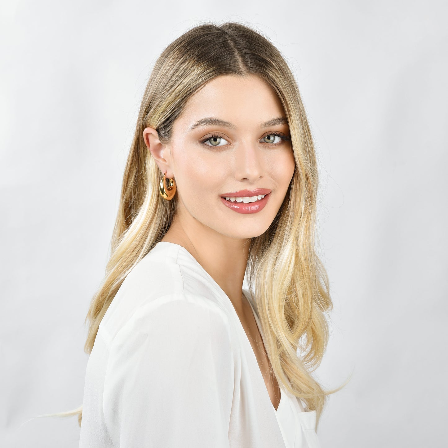 PENDIENTES DE ARO DE ACERO IP ORO PARA MUJER