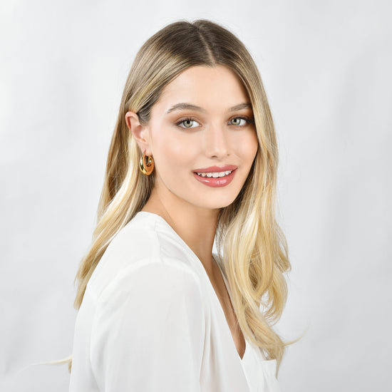 PENDIENTES DE ARO DE ACERO IP ORO PARA MUJER