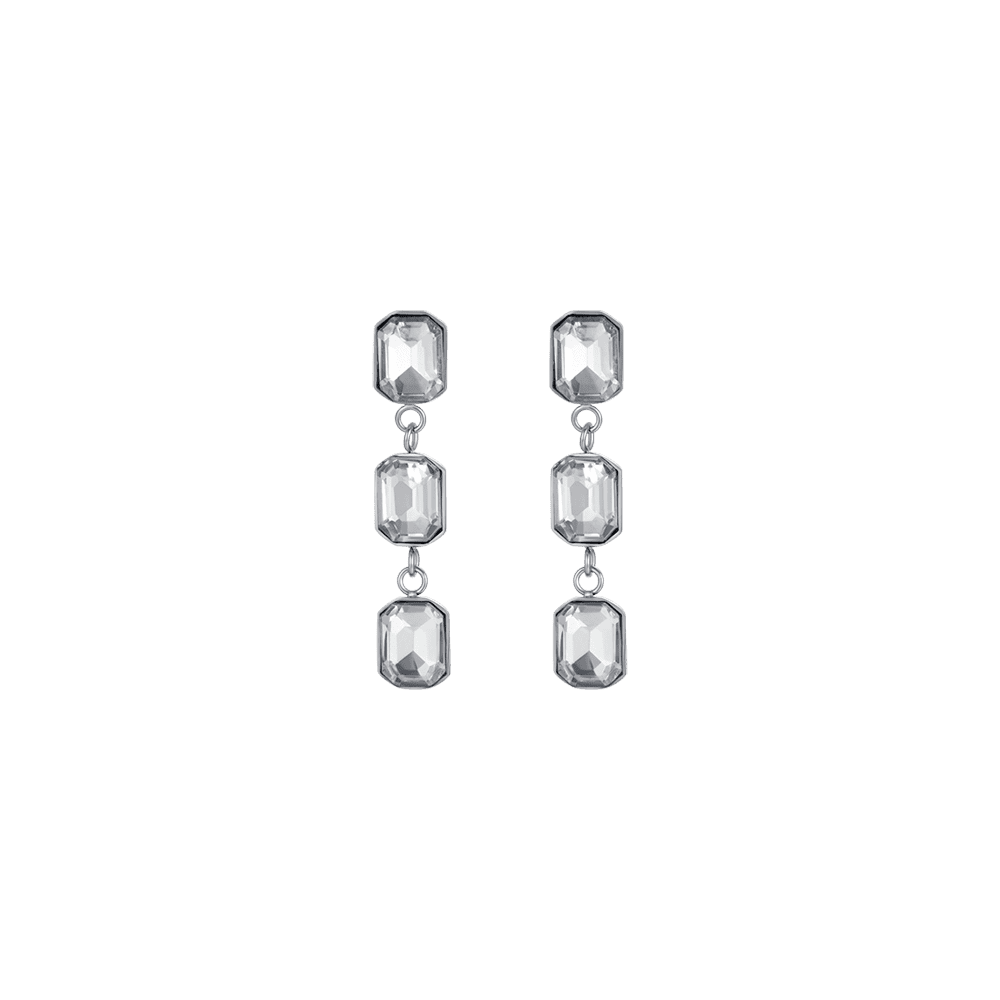 PENDIENTES DE ACERO PARA MUJER CON CRISTALES BLANCOS