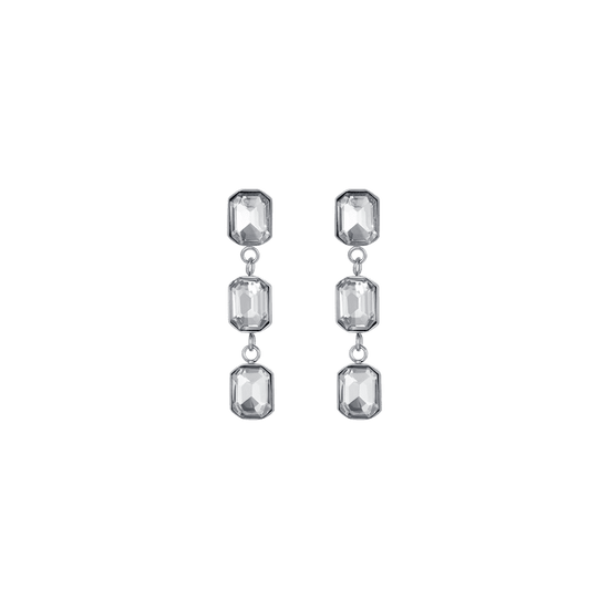 PENDIENTES DE ACERO PARA MUJER CON CRISTALES BLANCOS