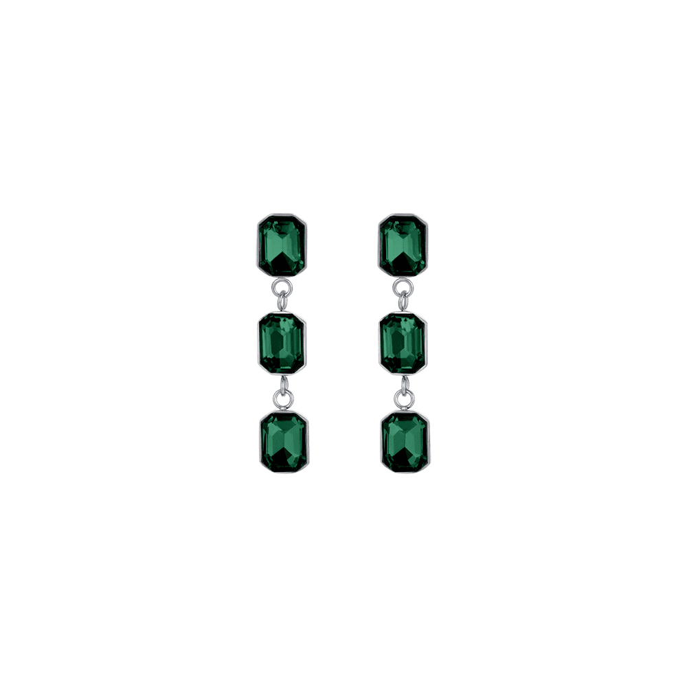 PENDIENTES DE ACERO PARA MUJER CON CRISTALES VERDES