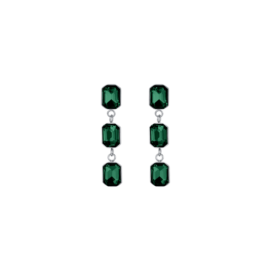 PENDIENTES DE ACERO PARA MUJER CON CRISTALES VERDES
