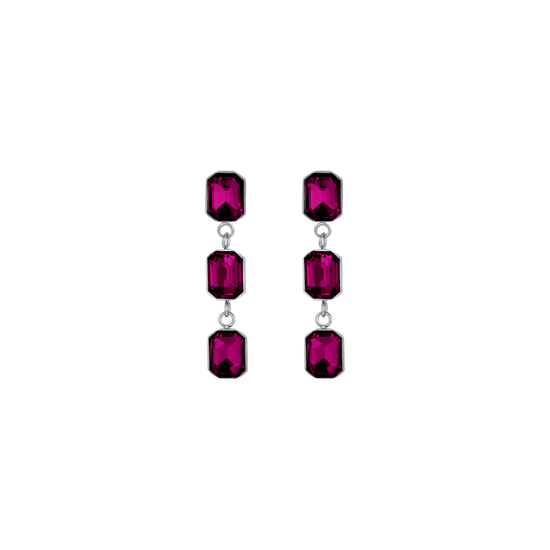 PENDIENTES DE ACERO PARA MUJER CON CRISTALES FUCSIA